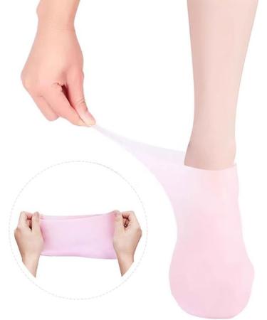 ANCLLO Silicone Moisturizing Socks Women Foot Spa Pedicure Silicone Socks for Cracked Feet Elastic Non Slip Multi Purpose Pink (M) - Buy Online on GoSupps.com
