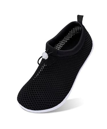 XIHALOOK Water Shoes for Women Men Quick Dry Aqua Barefoot with Drawstring for Beach Swim Pool Surf Water Sports 9.5-10.5 Women/7.5-8.5 Men Pure Black