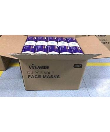 Viva Care 3-Layer Disposable Face Masks - Adjustable Breathable Comfortable for Adults - Pack of 50 - Ideal for Home School Office Outdoors - Buy Online on GoSupps.com