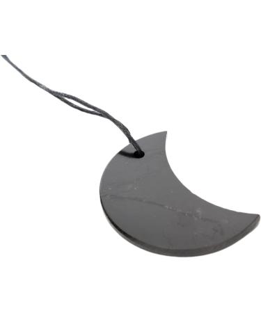 Shungite Pendant Half Moon | Healing Stone for Chakra Energy Balancing - International Shipping Available - Buy Online on GoSupps.com