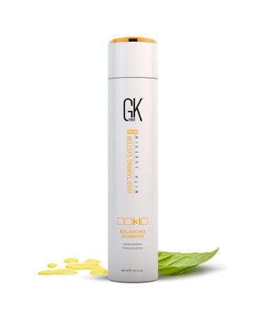 GK Hair Global Keratin Balancing Shampoo Deep Cleansing (300ml/ 10.1 fl. oz) - For Oily Greasy Normal Hair - leaving hair healthy shiny and smooth with Natural Oil Extracts 10.1 Fl Oz