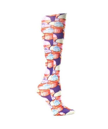 Red Moby Celeste-Stein-CMPSQ-1848 Womens 8-15 mmHg Compression Sock - Queen - Purple Cupcakes