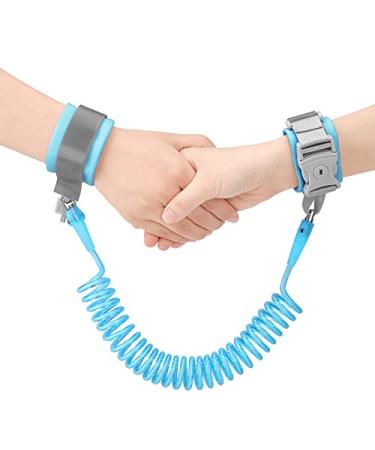 Wrist Reins for Toddlers Boys and Girls Anyfirst 2.5M Anti Lost Wrist Link 360 Rotate Toddler Wrist Strap with Elastic Wire Rope and Security Lock for Children Walking Blue Blue Lock