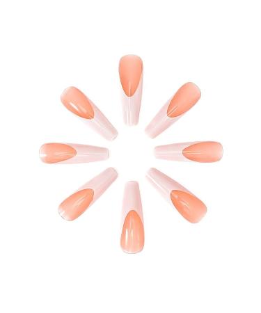 Brishow 24Pcs French Butterfly Press On Long Ballerina Acrylic Nails - Perfect for Women & Girls | International Shipping Available - Buy Online on GoSupps.com