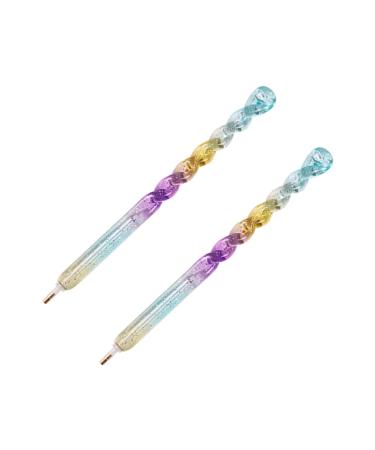 2PCS Sculpture Modeling Tools Nail Polish Dotting Tool Point Drill Pen Nail Wax Picker Pencil Rhinestones Pencil Bling Accessories Plastic Nail Point Pen Pickup 5d Diamond Drawing As Shown Medium