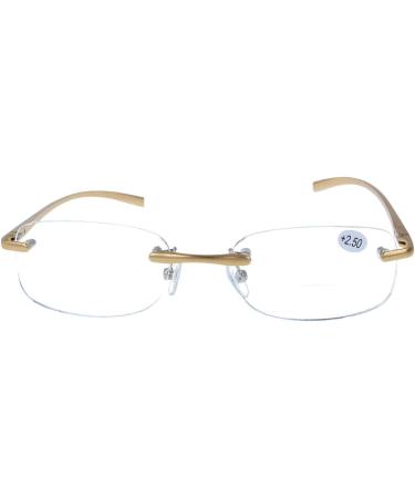 Buy ALEXIS Golden Rimless Bifocal Glasses | Classic Shape +1.50 dpt | Spring Hinge | International Shipping - Buy Online on GoSupps.com