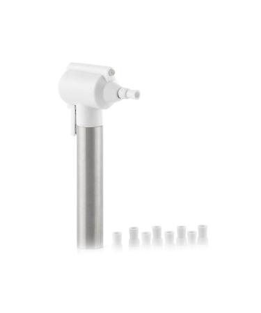 Toothbrush to brighten and polish the teeth- polishing and lightening device with rotating head and 9 rubber tips 6.5 x 13 x 2.5 cm made of ABS and stainless steel white