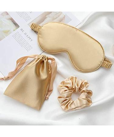 Lucky Whale Silk Satin Sleeping Eye Mask  Soft Sleep Eye Night Blindfold for Women and Men  Eyeshade Cover with Satin Hair Scrunchies and Ear Plugs  Wedding Bridesmaid Gift  Gold - Buy Online on GoSupps.com