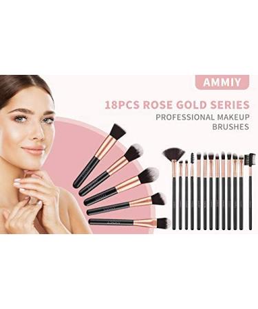 AMMIY 18pcs Premium Makeup Brush Set - Pro Quality Face & Eye Brushes for Foundation Powder Blush & Eyeshadow | Perfect for All Skin Types - Buy Online on GoSupps.com