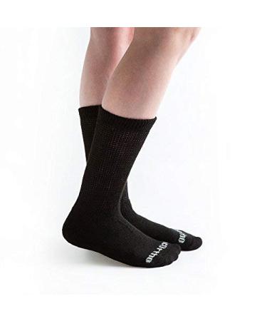 Doc Ortho Ultra Soft Loose Fit Diabetic Socks for Men and Women 6 Pairs Crew Medium Black