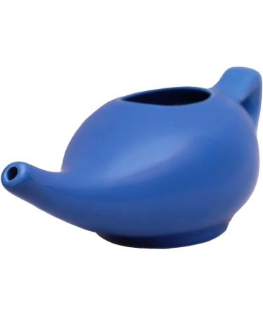HEALTHANDWEALTH Ceramic Neti Pot for Nasal Cleansing | Natural Sinus Infection Treatment + 10 Sachet Neti Salt | 225ml Capacity (Blue) - Buy Online on GoSupps.com