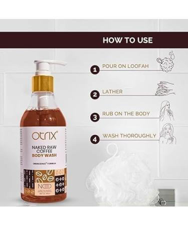 Naked Raw Coffee Body Wash - Invigorating Exfoliation & Hydrating Formula for Men & Women | Antioxidant-Rich Natural Essential Oils | 290ml - Buy Online on GoSupps.com
