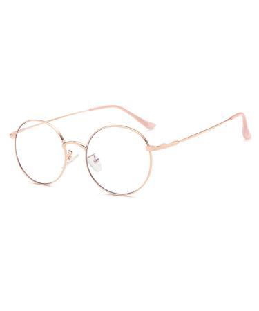 Junsika Blue Light Filter Glasses Women Men Classic Vintage Metal Square Glasses Non Prescription Gaming Glasses
