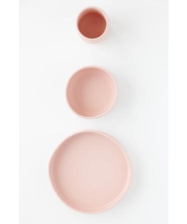 Silicone Dinnerware Set for Toddlers and Babies - Pink Plate, Bowl, Cup - Buy Online on GoSupps.com