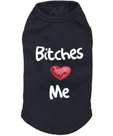 Dog Shirt Rdc Pet Clothes Dog T Shirts Love Me Cotton T-Shirt Dog Tank Top Summer Cool Vest for Small Dog Medium Puppy Cat (Black, XXS) XX-Small