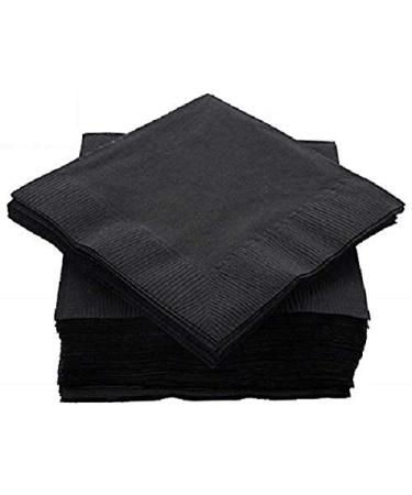 Amcrate Big Party Pack 100 Count Black Beverage Napkins - Ideal for Wedding, Party, Birthday, Dinner, Lunch, Cocktails. (5 x 5)