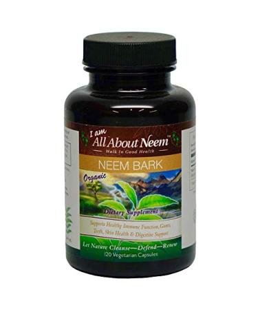 Neem Bark Capsules Organic 400 mg 120 Count Grown in America Helps With Digestion & Oral Care For People & Pets VeganMade in America