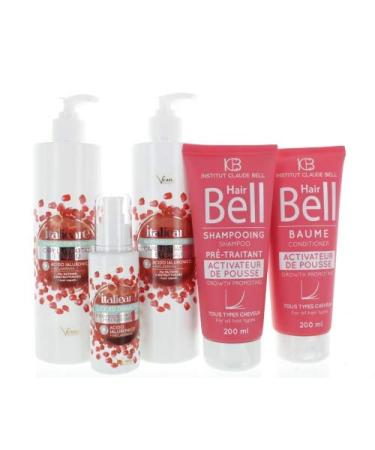 Veana Hyaluronic shampoo + hair mask + hair oil + pomegranate (2 x 500 ml + 100 ml) + HairBell shampoo and conditioner (2 x 200 ml). Promotes hair growth for fine thin and particularly damaged hair.