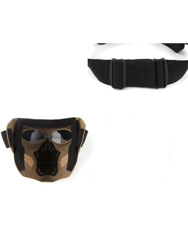 Full Face Skull Skeleton Tactical Mask with Goggles for Halloween & Outdoor Activities - Tan Gray Lens - Buy Online on GoSupps.com