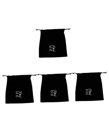 WOONEKY 4 Pcs Hair Dryer Storage Bag Portable Dryer Suitcases Hair Styling Tools Bags Product Flannel Black