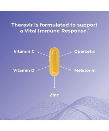 Theralogix Theravir Immune Support Supplement - 90-Day Supply - Immune Support Supplement for Women & Men - Includes Vitamin D3 Vitamin C Zinc Quercetin & Melatonin - NSF Certified - 180 Capsules - Buy Online on GoSupps.com