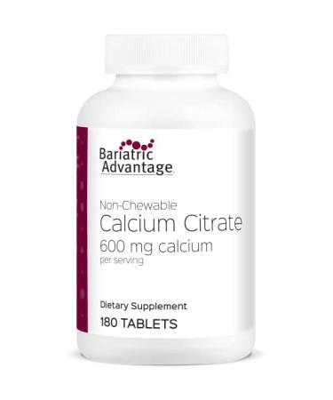 Bariatric Advantage Non Chewable Calcium Citrate for Bariatric Surgery Patients 600 mg Calcium Per Serving with Vitamin D3 to Increase Absorption - 180 Tablets