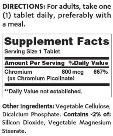 Vitamin World Mega Chromium Picolinate 800 mcg - 180 Tablets | Yeast-Free, Vegetarian, Gluten-Free Trace Mineral Supplement - Buy Online on GoSupps.com
