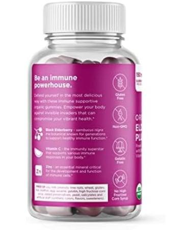 Hyland's Organic Elderberry Plus Gummies Organic Black Elderberry with ZINC and Vitamin C Immune Support Supplement for Adults 60 Vegan Gummies (30 Days) Adult - 60 Count 60 Count (Pack of 1) - Buy Online on GoSupps.com