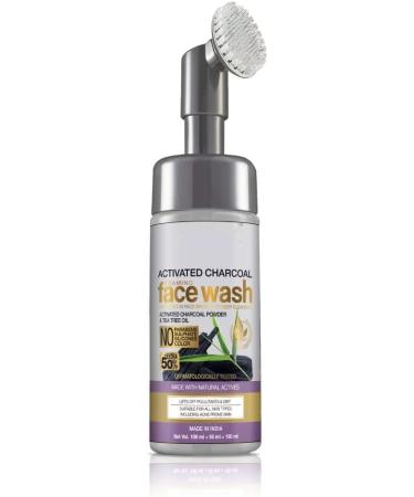 DK Skin Science Charcoal Foaming Cleanser with Integrated Facial Brush for Deep Cleansing Paraben Sulfate Silicone and Colour Free 100 ml
