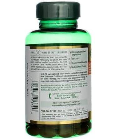 Nature's Bounty CoQ10 200 mg Q-Sorb Softgels 80 ct Unflavored 80 Count (Pack of 1) - Buy Online on GoSupps.com