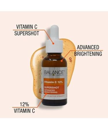 Balance Active Formula 12% Vitamin C Supershot (30ml) - Reduces Dark Spots - Improves Uneven Skin Tone. Cruelty Free. - Buy Online on GoSupps.com