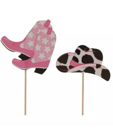 Cowgirl Boots and Hats Cupcake Topper - Decorate 24 Party Cupcakes with Colorful Picks