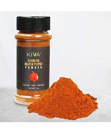 Kiva Carolina Reaper Chili Pepper Powder - Hottest Pepper on Earth - Non GMO Vegan Fair Trade - 2 oz Bottle - Buy Online on GoSupps.com