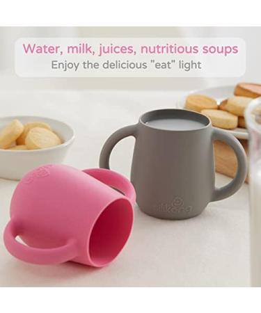 Silikong Tiny Cups (2 oz) for Toddlers - 100% Food-Grade Silicone | Baby Led Weaning Tools - 2 Pack (Pink/Gray) - Buy Online on GoSupps.com