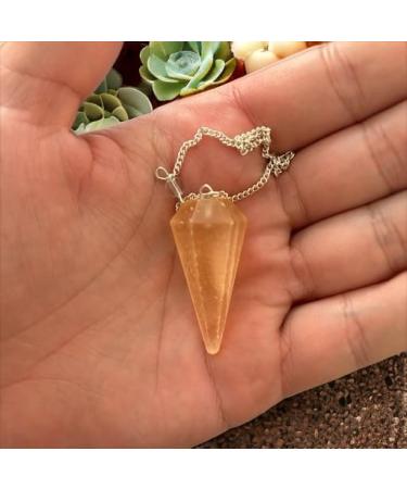 Buy Authentic Selenit Orange Crystal Pendulum - Hexagonal Vintage for Chakra Healing & Meditation - Free International Shipping - Buy Online on GoSupps.com