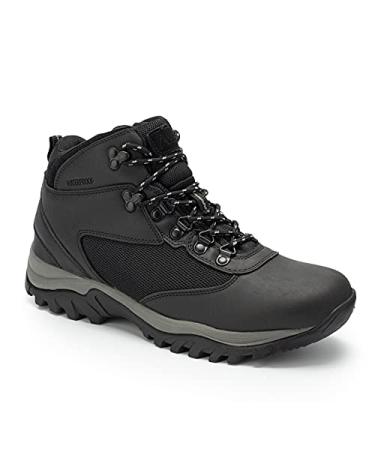 ZASEPY Men's Hiking Boots Non-Slip Mid Top Water Resistant Outdoor Boot Lightweight Backpacking Trekking Hiker Work Shoes 10 Black 078