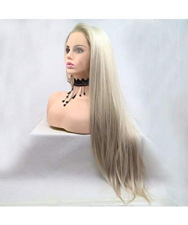 Buy SUNNYBLUEE Platinum Straight Synthetic Lace Front Wig - 20 Inch Heat-Resistant Fiber Natural Hairline for Women - Buy Online on GoSupps.com