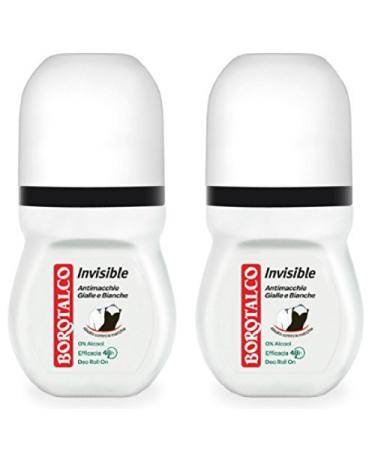 Borotalco:Invisible Anti-Stain Deodorant 1.69 Fluid Ounces (50ml) Deo Roll On (Pack of 2) Italian Import
