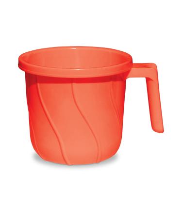 VAKRATUNDA KITCHENWARES Premium BPA Free Plastic Mugs for Bathroom, Bath Mug, Stripes Design Bathing Mugs Dabba Camping Mug, 50 Ounce Capacity (Red, 1) Red 1
