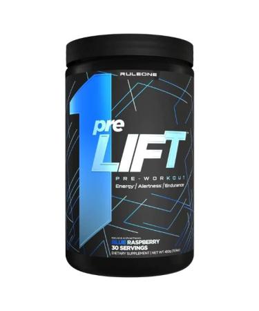 Rule 1 Pre Lift Pre-Workout Powder | Caffeine Beta-Alanine L-Citrulline Alpha GPC | Nitric Oxide Support Energy Alertness & Endurance | Sugar Free | 450G 30 Servings (Blue Raspberry)