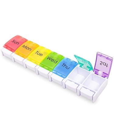 Press Type Large Weekly Pill Organizer Big Pill Box 7 Day BPA Free XL Daily Pill Case for Pills Vitamin Fish Oils or Supplements (1)