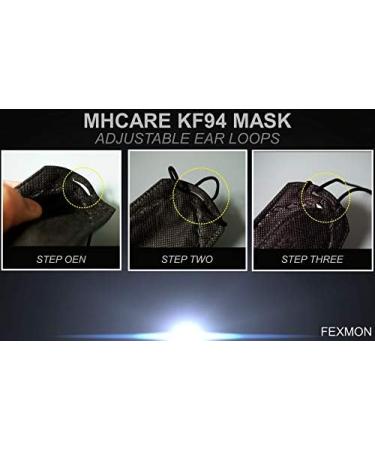 Buy (Pack of 6) Korea Black KF94 Face Masks - Unisex 4-Layer Filters Breathable Adjustable Strap for Dust Protection - Made in Korea - Buy Online on GoSupps.com