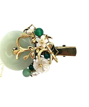 Chinese Lucky Jade Hairpin Vintage Tassel Hair Clip Hanfu Accessory - Women's Antique Cosplay Gift - Buy Online on GoSupps.com