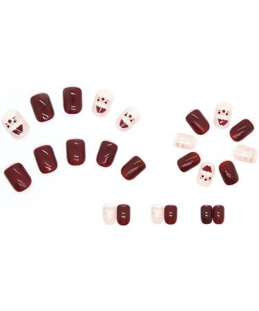 Carufin 24Pcs Christmas Tree Love Short Fake Nails Pearl Flowers Dog Rabbit Acrylic False Nails Press on Nails for Women Girls (A) - Buy Online on GoSupps.com