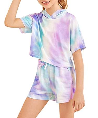 Girls Tie Dye Clothes Outfits Set Jogger Suits Sweatsuits Tracksuits Sweatshirts Hoodies Shorts Sets Tie Dye 8