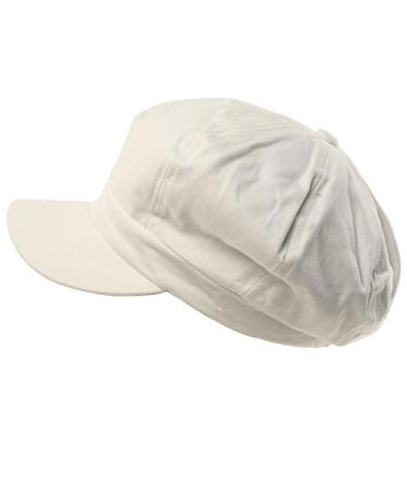 Summer 100% Cotton Plain Blank 8 Panel Newsboy Gatsby Apple Cabbie Cap Hat White