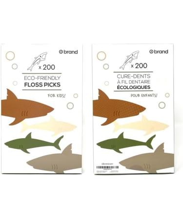 Kids Eco-Friendly Floss Picks 200 Picks Fun Animals and Colors Dental Floss Picks Plant Based (Shark) - Buy Online on GoSupps.com