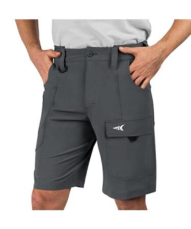 KastKing Rekon Men's Fishing Cargo Shorts, Quick Dry Casual Hiking Shorts for Men, Travel Golf Camping Tactical Dark Gray 36 Regular