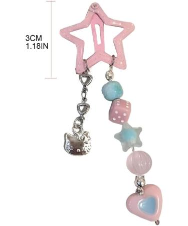 xbiez Y2K Beads Pendant Star Shape Hair Clip Summer Hair Clip for Woman Girls Taking Photo Bangs Hair Barrettes Anti-slip Pink - Buy Online on GoSupps.com