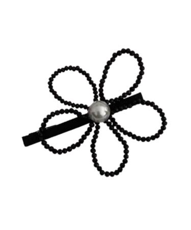 Fashionable Hair Accessory Handcrafted Flower Hair Clip Versatile Hairpins Stylish Flower Barrettes Pearl Flower Hairpin Black